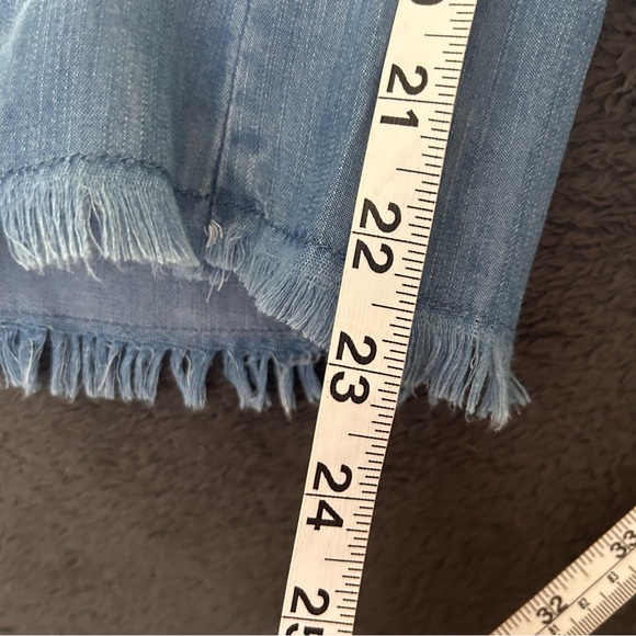 Billy T Chambray Soft Wide-Leg Crop Pants with Tie Waist  | Size Medium | Fringe - Picture 9 of 11